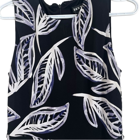 DKNY printed leaf sleeveless jumpsuit romper zip stretch summer women’s 8 medium - Picture 2 of 16